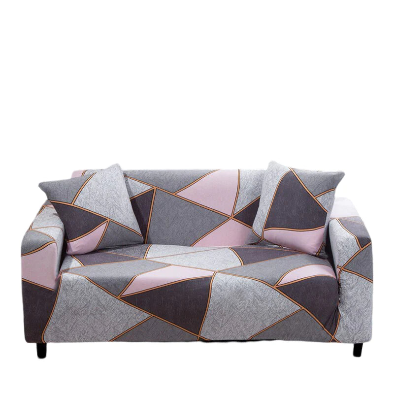 BlushSlate Anyhouz Sofa Cover Gray Pink Geometric Style 4 Seater 1