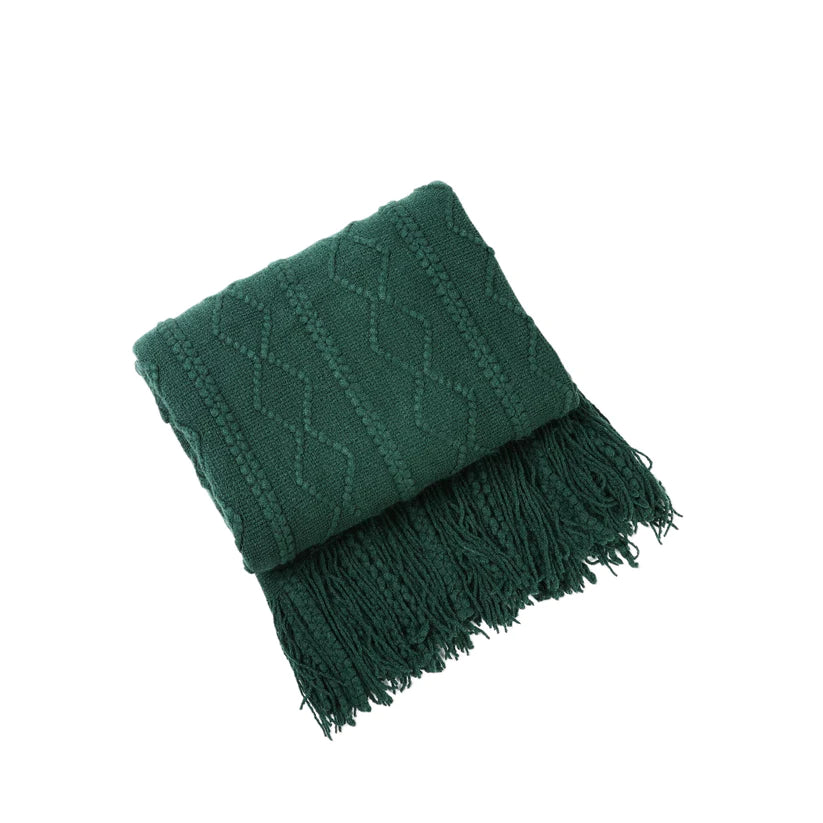 Emerald Harmony Anyhouz Green Throw Blanket Vertical Bar Diamond 1