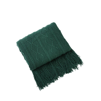 Emerald Harmony Anyhouz Green Throw Blanket Vertical Bar Diamond 1