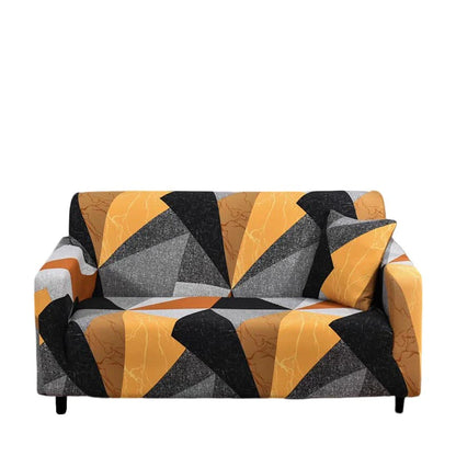 GoldenAura Anyhouz Sofa Cover Golden Yellow Geometric Style 4 Seater 1