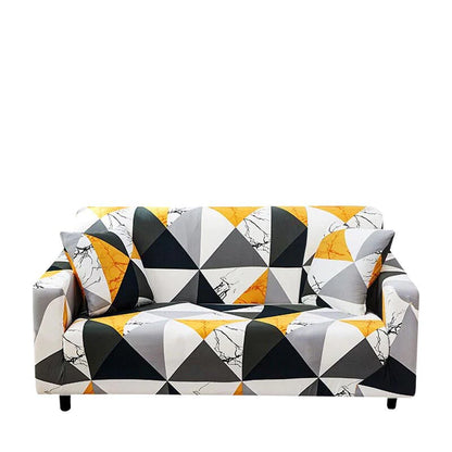 Sunlit Symmetry Anyhouz Sofa Cover Yellow White Geometric Style 3 Seater 1