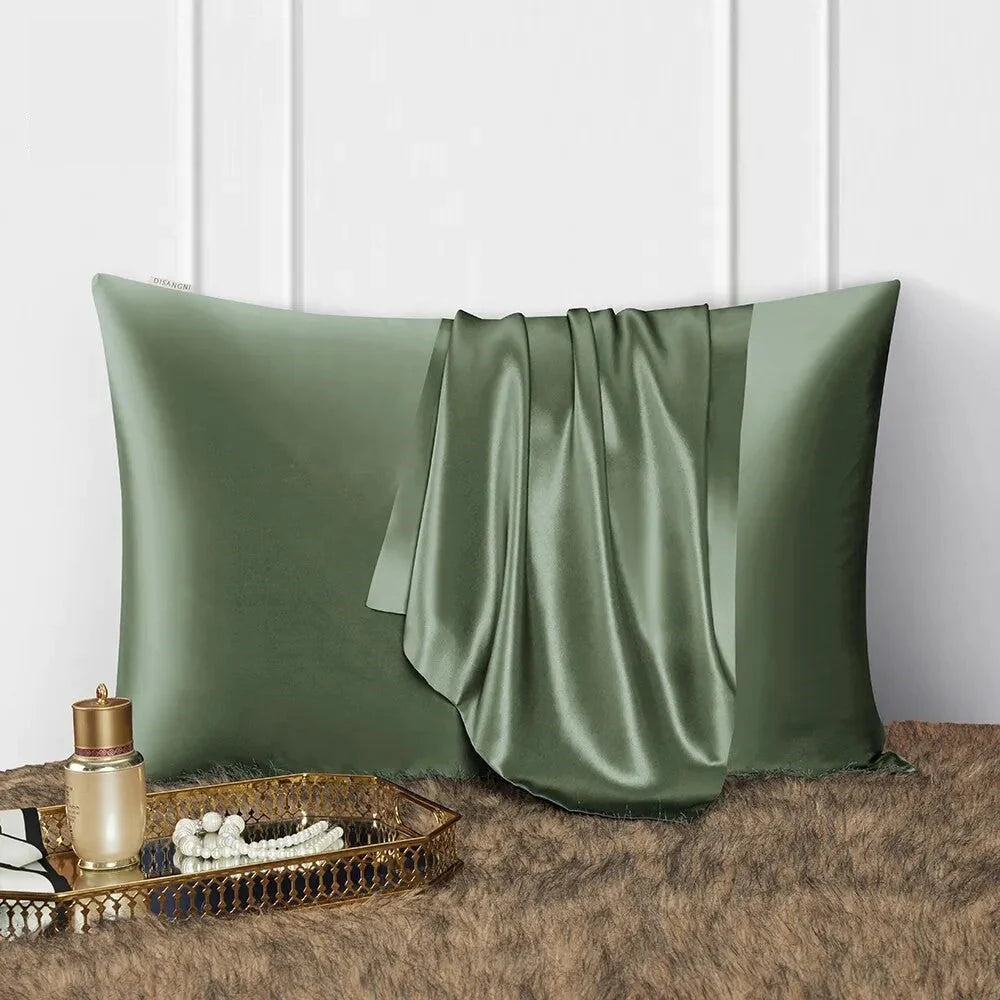 Verde Serenity Anyhouz Pillowcase 50x75cm Green Natural Mulberry Silk for Comfortable and Relaxing Home Bed 1