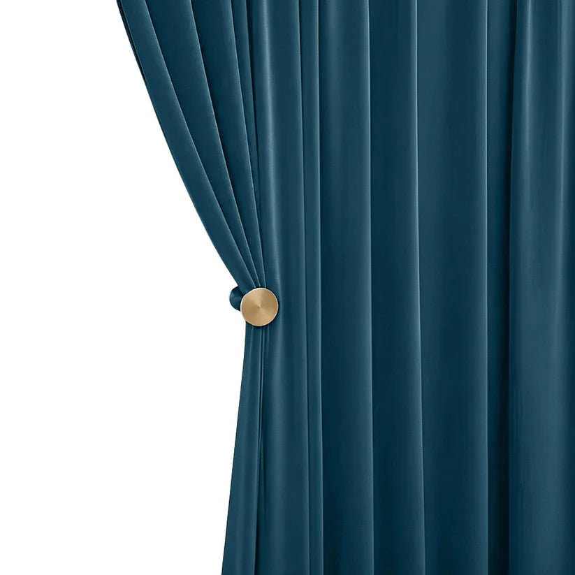 AquaWool Drapix Anyhouz Curtains Ocean Blue Wool Velvet Blackout Window Drape 1