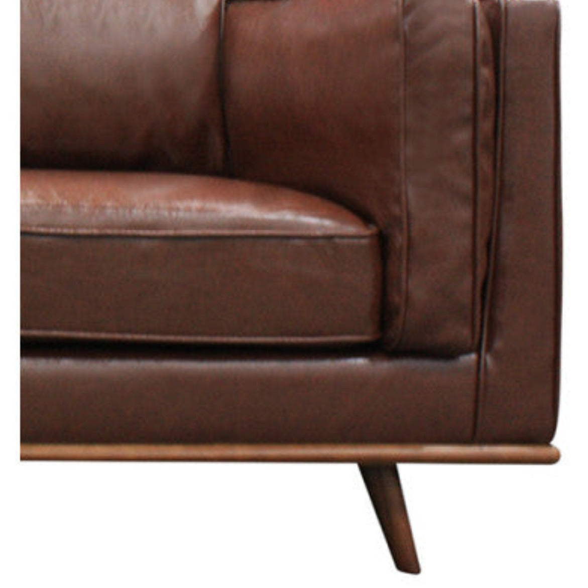 Single Seater Armchair Faux Leather Sofa Modern Lounge Accent Chair in Brown with Wooden Frame 4