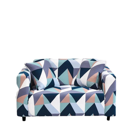 Marine Mosaic Anyhouz Sofa Cover Blue White Geometric Style 2 Seater 1Marine Mosaic Anyhouz Sofa Cover Blue White Geometric Style 2 Seater 1