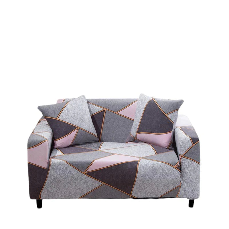 BlushSlate Anyhouz Sofa Cover Gray Pink Geometric Style 2 Seater 1