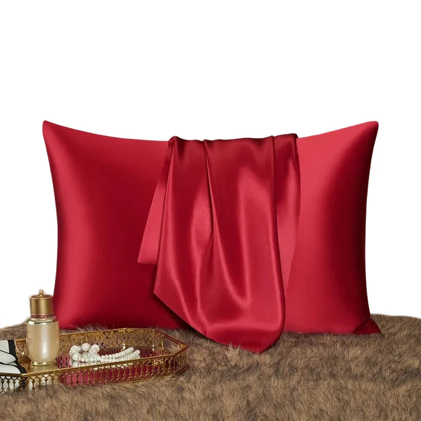 Burgundy Velvet Anyhouz Pillowcase 50x75cm Red Wine Natural Mulberry Silk for Comfortable and Relaxing Home Bed 2