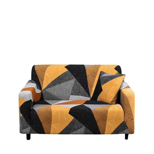 GoldenAura Anyhouz Sofa Cover Golden Yellow Geometric Style 2 Seater 1