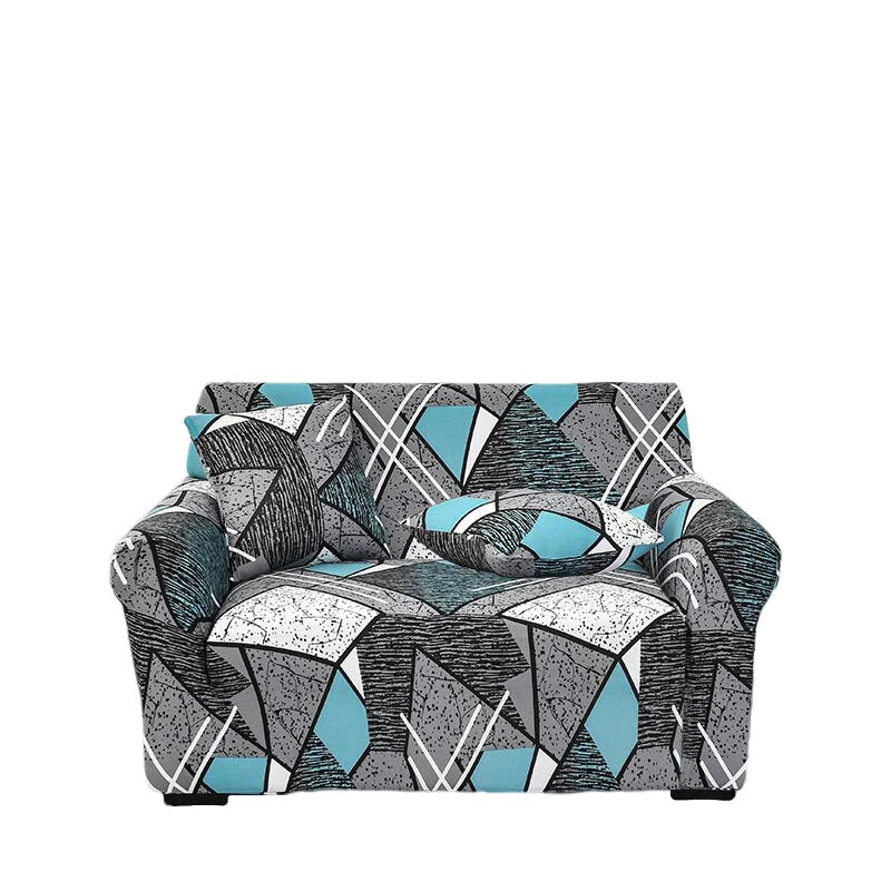 Graphite Gridscape Anyhouz Sofa Cover Dark Grey Geometric Style 2 Seater 1