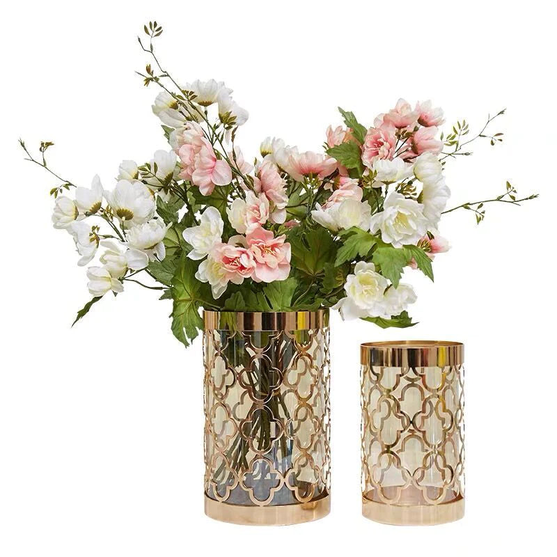 Lustra Anyhouz 25.5cm Metal Vase With Glass Tabletop Home Decor 7