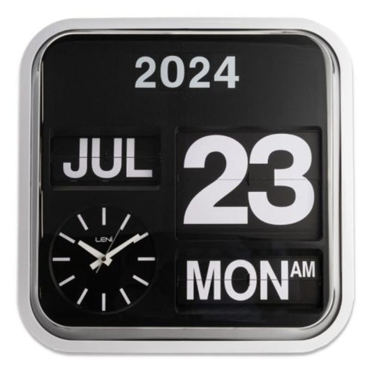 Xyron Leni Bankers Clock with Calendar 43x43cm Black-housofhyne