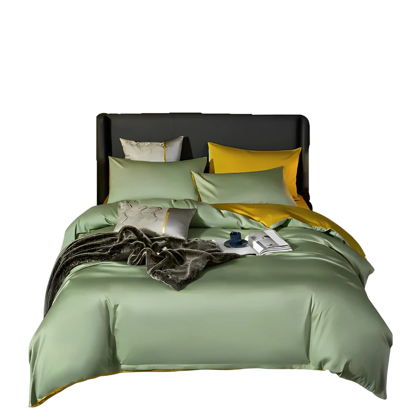 Verde Radiance Anyhouz Duvet Comforter Set King Green/Yellow Blanket Bedspread 4 Pcs Bed Set 1