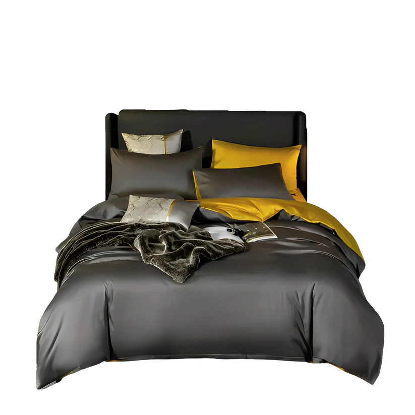 Slate Sunshine Anyhouz Duvet Comforter Set King Deep Grey/Yellow Blanket Bedspread 6 Pcs Bed Set 1