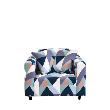 Marine Mosaic Anyhouz Sofa Cover Blue White Geometric Style 1 Seater 1