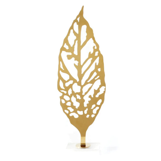 Nebula Gilded Flora Anyhouz Tabletop Gold Metal Leaf Home Decor Clear Base 1