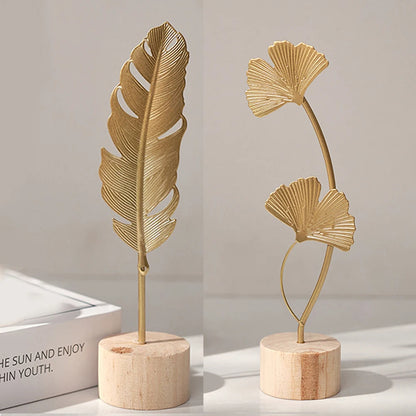 Nordic Gold Ginkgo Leaf Sculpture - Set of 6