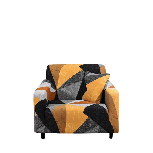 GoldenAura Anyhouz Sofa Cover Golden Yellow Geometric Style 1 Seater 1