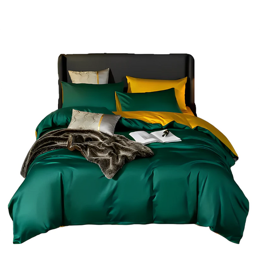 Emerald Sunshine Anyhouz Duvet Comforter Set Double Deep Green/Yellow Blanket Bedspread 6 Pcs Bed Set 1