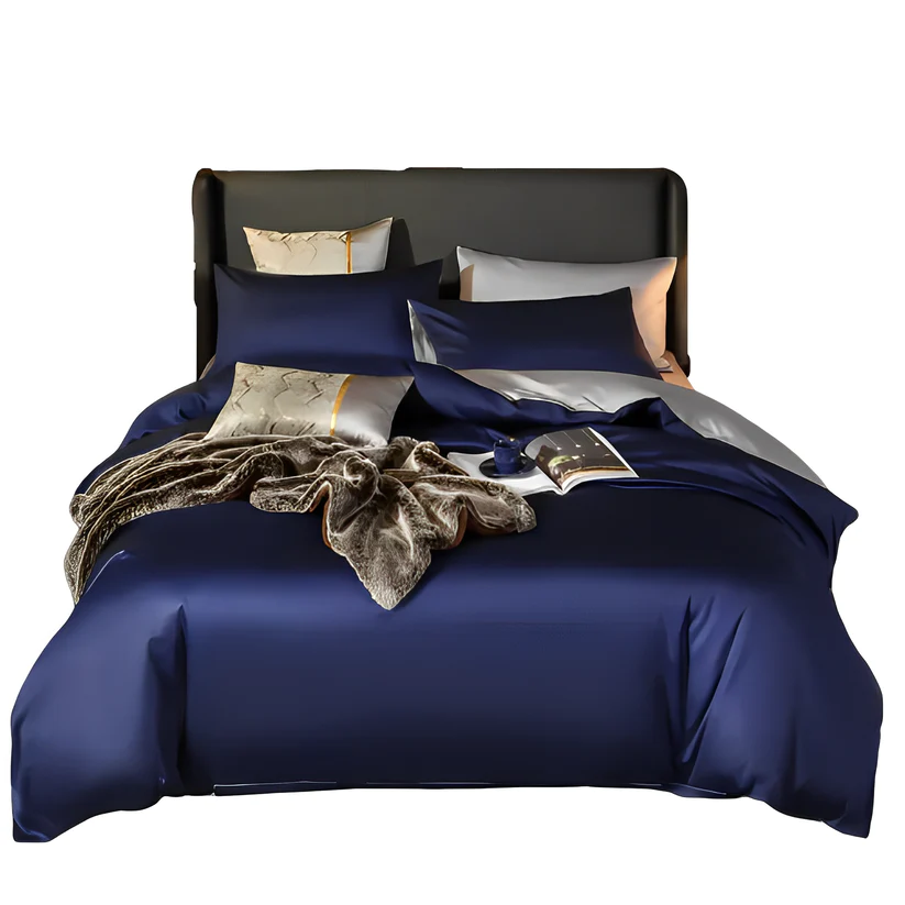 Nautical Serenity Anyhouz Duvet Comforter Set Full Navy Blue/Light Grey Blanket Bedspread 6 Pcs Bed Set 1