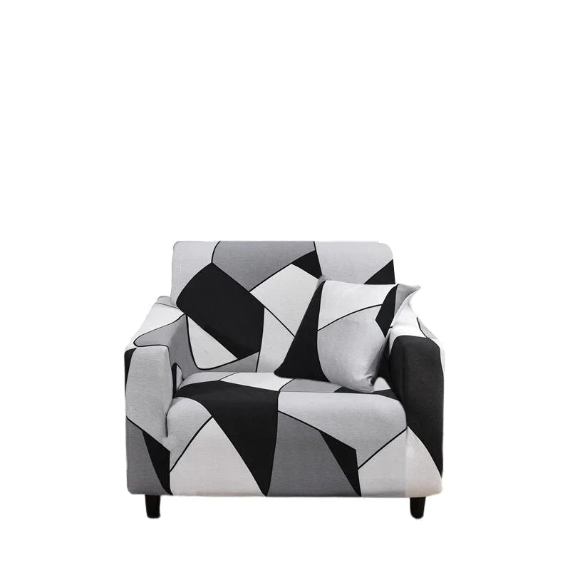 Monochrome Fusion Anyhouz Sofa Cover Black White Geometric Style 1 Seater 1