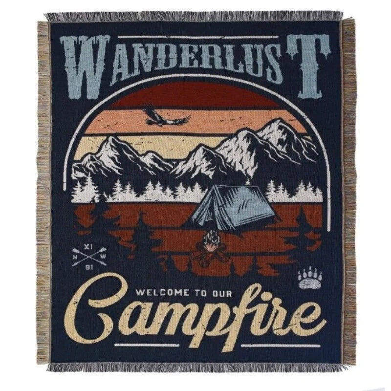 Nomadic Flames Anyhouz Wanderlust Campfire Throw Blanket with Tassel 1