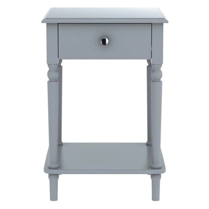 Quorvex Turned Wood End Table with 1 Drawer - Grey-houseofhyne