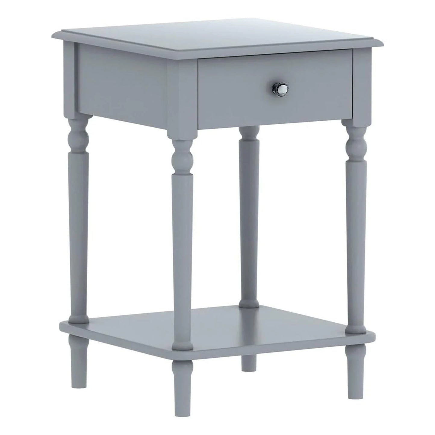 Quorvex Turned Wood End Table with 1 Drawer - Grey-houseofhyne