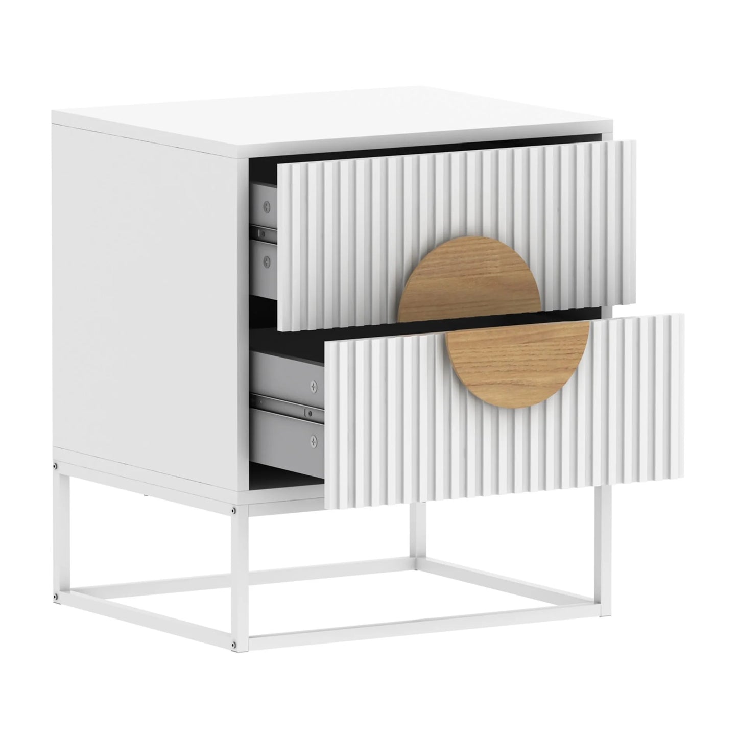 
Zyphron Belmonte Fluted Bedside Table in White-houseofhyne