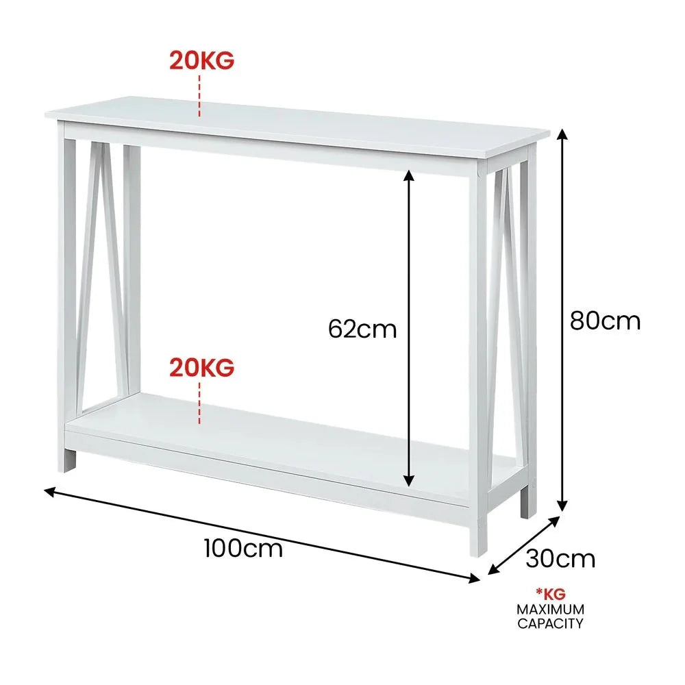 Quarnok 2 Shelf Console Table in White-houseofhyne