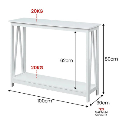 Quarnok 2 Shelf Console Table in White-houseofhyne