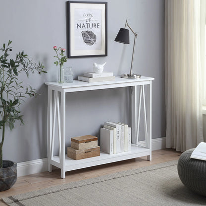 Quarnok 2 Shelf Console Table in White-houseofhyne