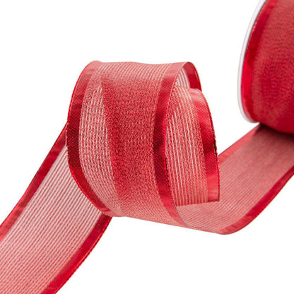 Sylorn Ribbon Metallic Shimmer Wire Edge Red (50mmx20m)x 3-houseofhyne