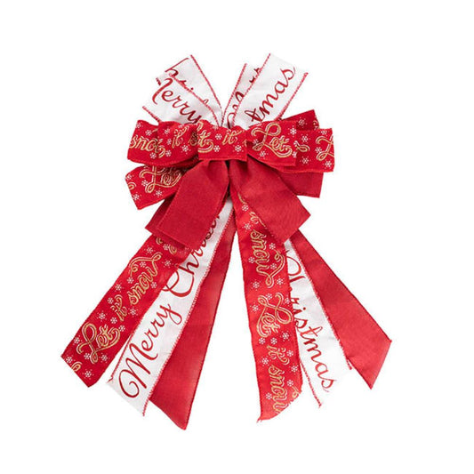 Vralon Pre-Made Bow Christmas Ribbon Large Red & White (35Wx40Lcm)- 6 pcs- houseofhyne