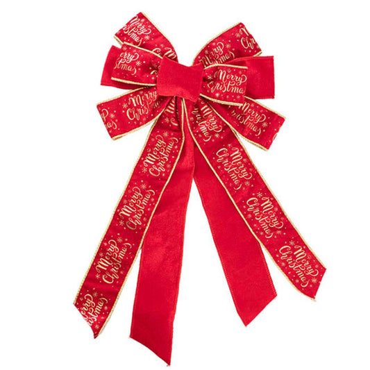 Xylaron Pre-Made Bow Christmas Velvet Ribbon Large Red (27Wx40Lcm)-6 pcs-houseofhyne