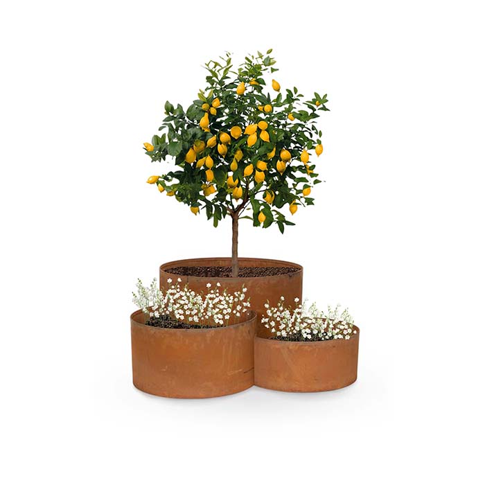 Planter 3 Tier Rnd Corten 39cm 2