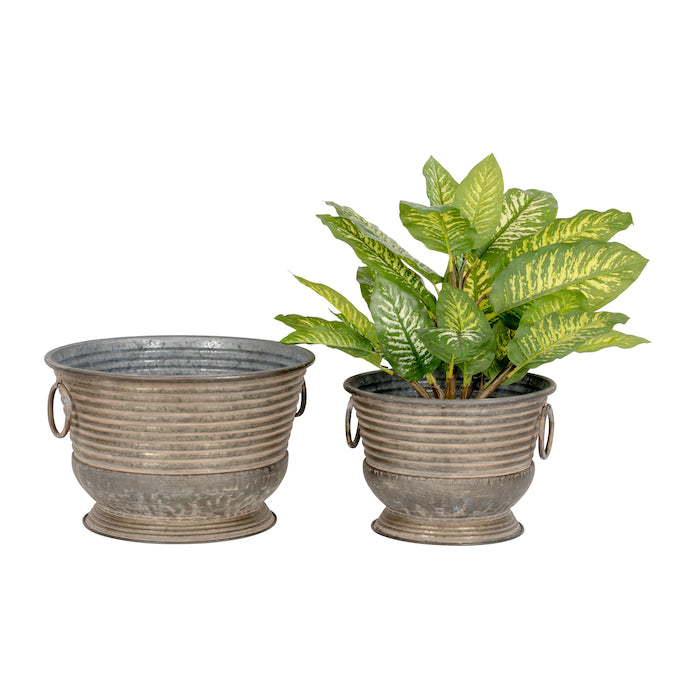 Pot Aged Urn Stripe Zinc S/3 - House of Hyne