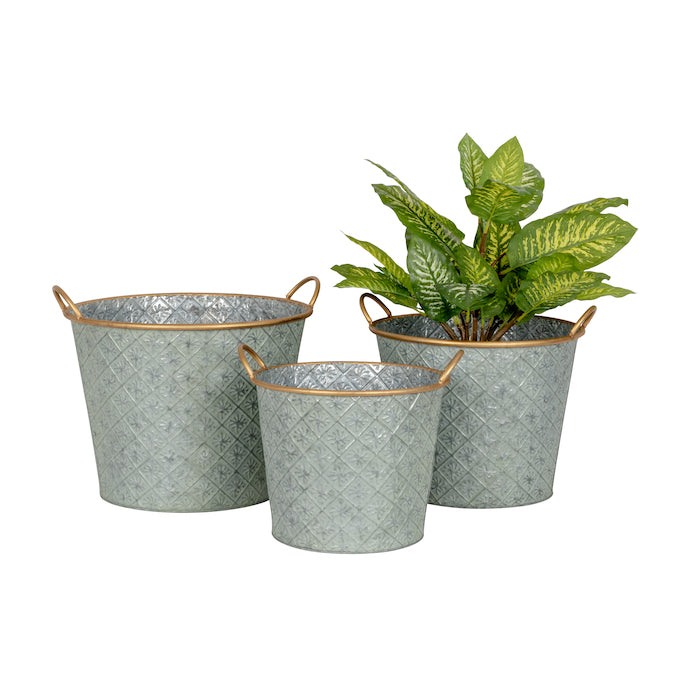 Pot Zinc Large Ornamental Green- 3 pcs - House of Hyne