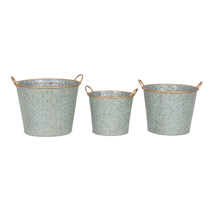 Pot Zinc Large Ornamental Green- 3 pcs - House of Hyne