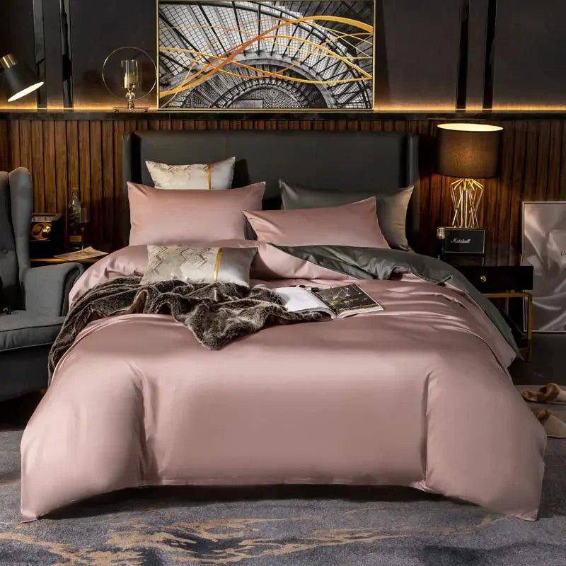 Rosy Eclipse Anyhouz Duvet Comforter Set Double Pink/Deep Grey Blanket Bedspread 4 Pcs Bed Set 2