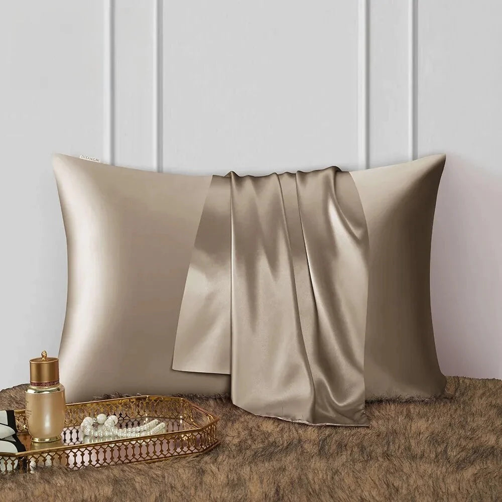 Mocha Dreamweave Anyhouz Pillowcase 50x75cm Coffee Natural Mulberry Silk for Comfortable and Relaxing Home Bed 2