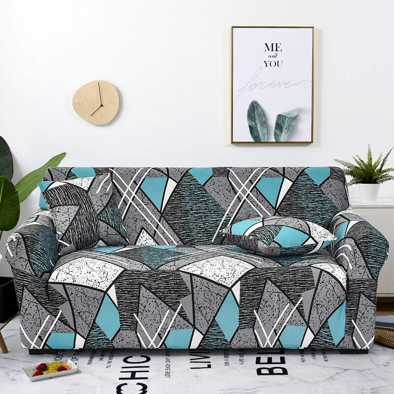 Graphite Gridscape Anyhouz Sofa Cover Dark Grey Geometric Style 2 Seater 2