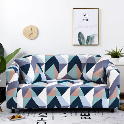 Marine Mosaic Anyhouz Sofa Cover Blue White Geometric Style 2 Seater 2