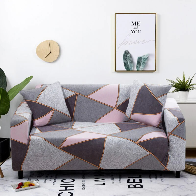 BlushSlate Anyhouz Sofa Cover Gray Pink Geometric Style 3 Seater 2