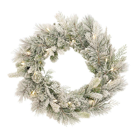 Tylanor Mixed Christmas Snow Pine LED Wreath White (50cmD)- 2 pcs-houseofhyne