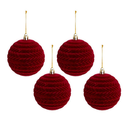 Glornyx Braided Pattern Bauble Pack 4 Burgundy (8cmD)x 7-houseofhyne