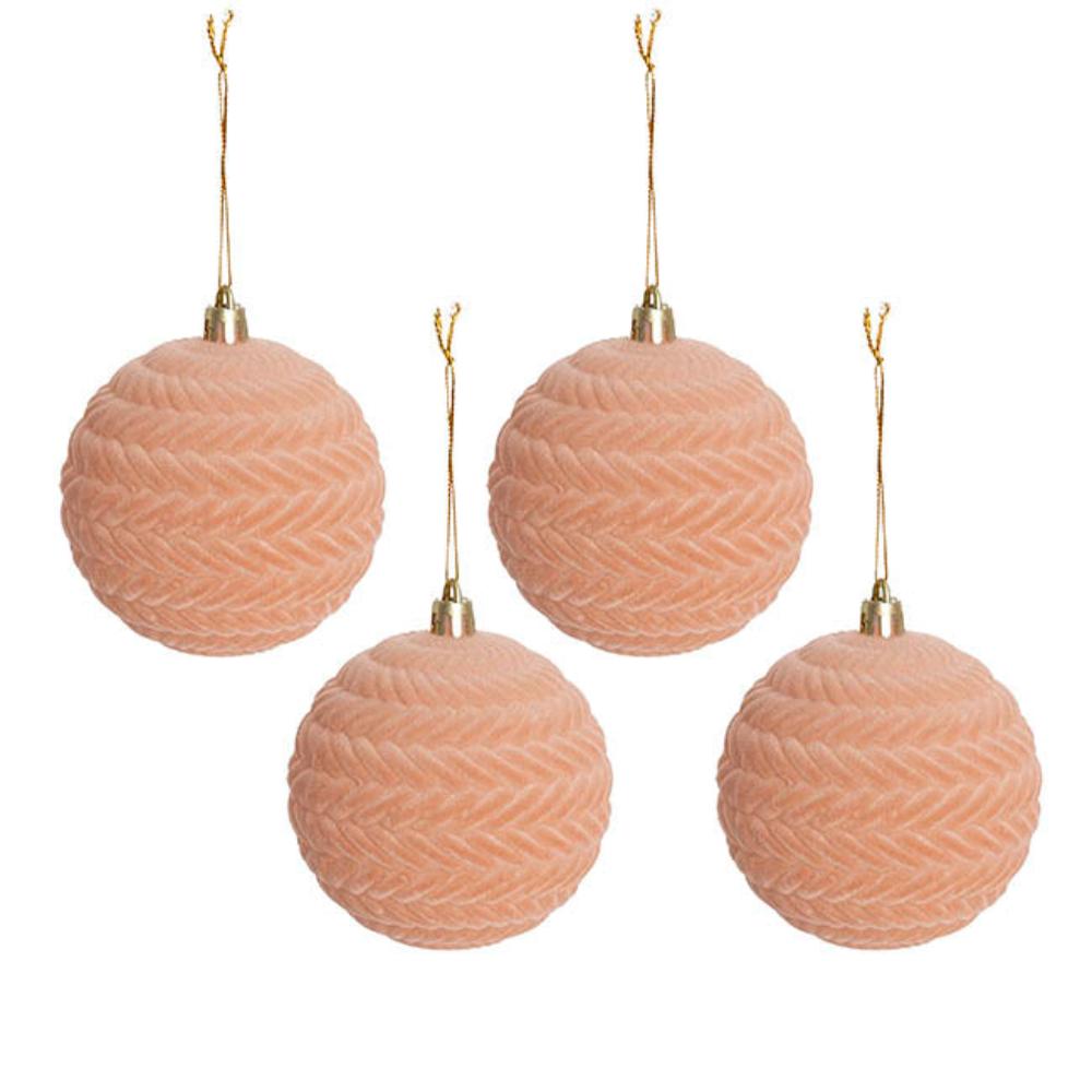 Branix Braided Pattern Bauble Pack 4 Nude (8cmD) x7-houseofhyne