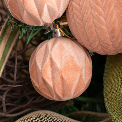 Thralin Elegant Flocked Bauble Pack 6 Nude (6cmD)x 7-houseofhyne