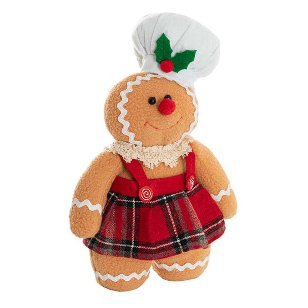 Zarynx Gingerbread Girl Doll Ornament w Pastry Hat Brown (17x30cmH)x 4-houseofhyne