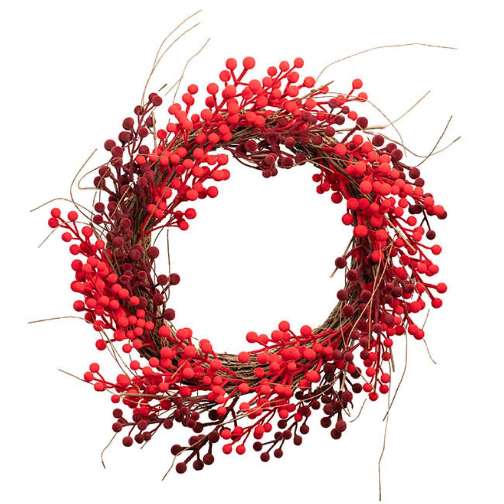 Xarinth Festive Flocked Berry Wreath Dark Red (12x45cmD)-houseofhyne