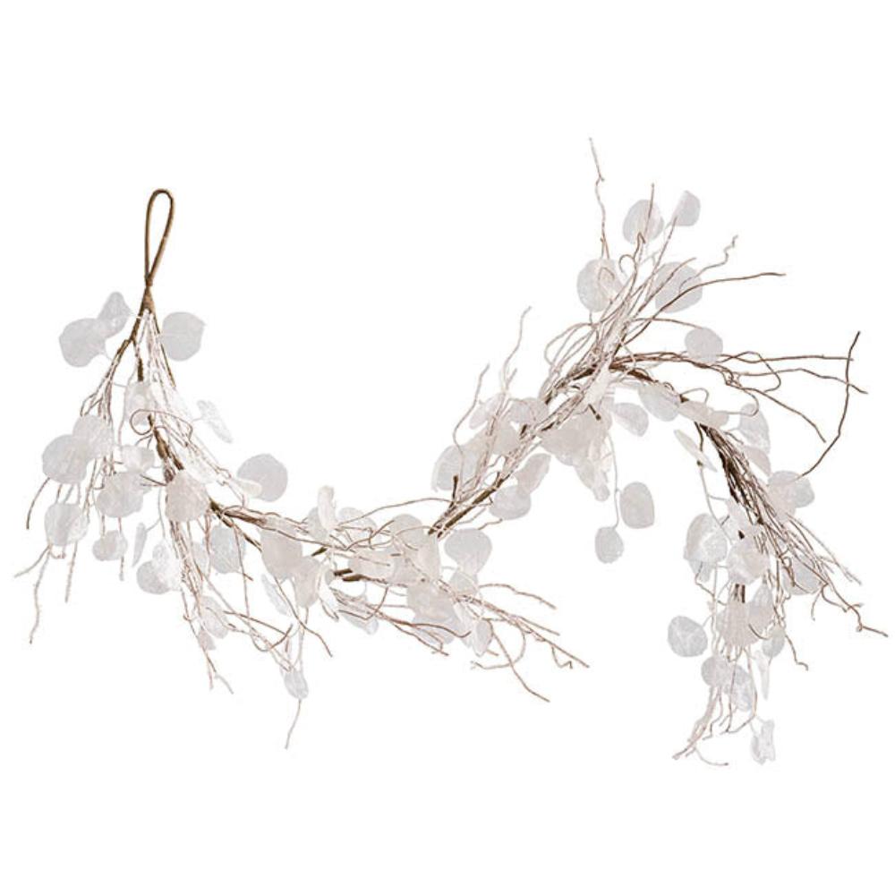 Thyrox Elegant Snow Twig & Lunari Leaf Garland White (150cmL)x 2-houseofhyne